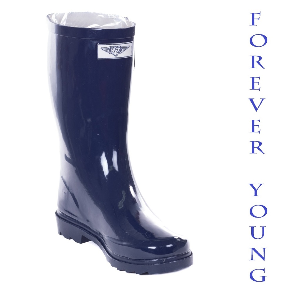 Women Mid Calf Rainboots, #1602, Navy